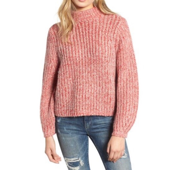 bp Sweaters - bp | Red Marled Puff Sleeve Cropped Sweater *NWT*